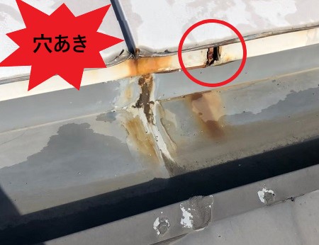 庇　雨樋　穴あき　雨漏り