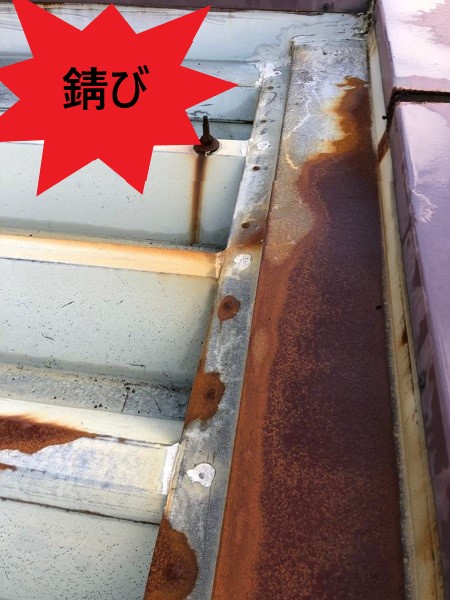 折板屋根　錆び　雨漏り点検
