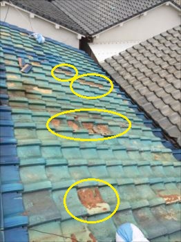 平瓦　破損箇所　差替え工事