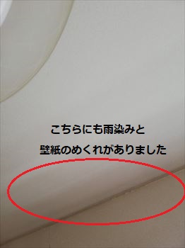 雨染み　壁紙めくれ