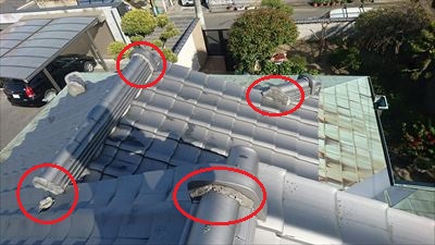 漆喰劣化　割れ落ち