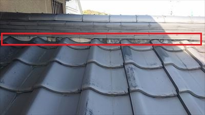 のし瓦　漆喰はがれ