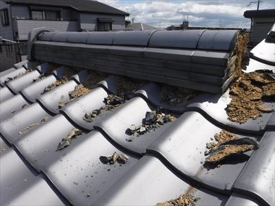 鬼瓦　漆喰メクリ