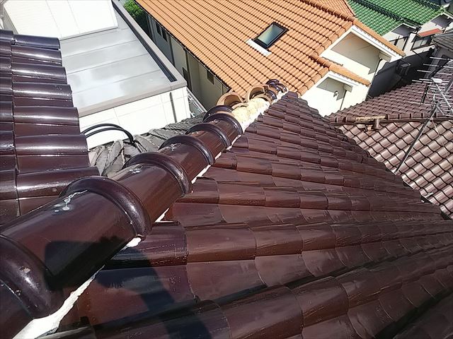 下り棟　剥がれ落ち