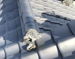 漆喰剥がれ　棟瓦