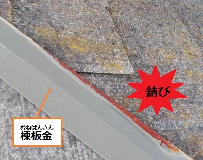 棟板金　錆び　塗膜劣化