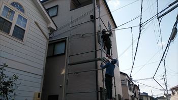 足場解体　屋根工事