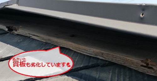 貫板　劣化　棟板金　飛散