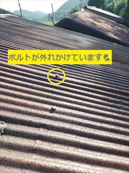 トタン屋根　ボルト　外れ