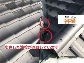 谷樋　漆喰剥離