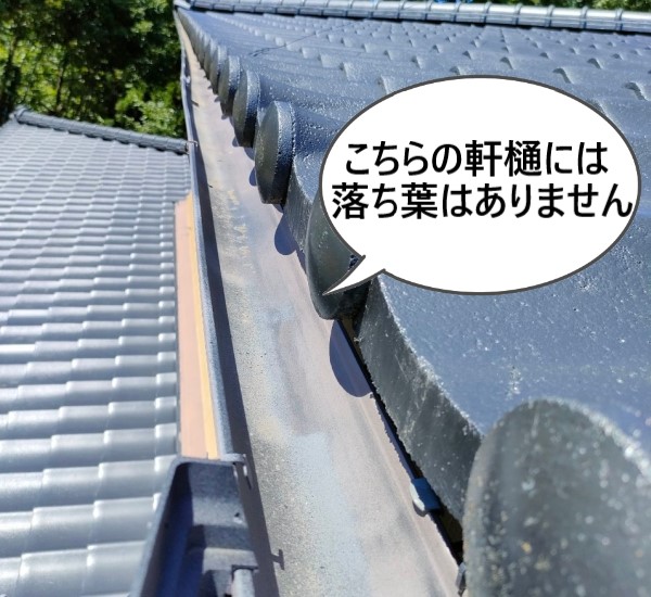 こちらの軒樋には落ち葉が溜まっていません