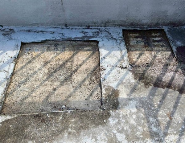 コンクリ製架台を撤去した跡