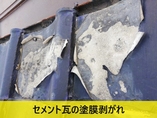 セメント瓦の塗膜が剥がれている