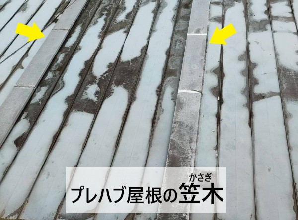 プレハブ屋根の笠木