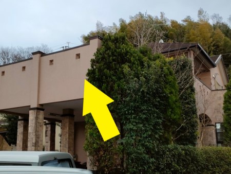 ベランダの現地調査　水が溜まる