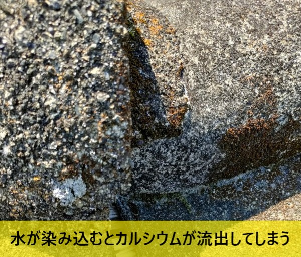 モニエル瓦は水が染み込むと成分のカルシウムが流出してスカスカになってしまう
