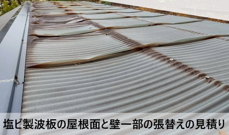 塩ビ製波板の屋根面と壁一部の張替えを見積しました