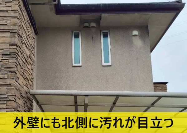 外壁にも北側に汚れが目立つ状態