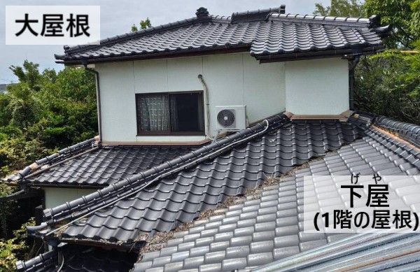 大屋根と下屋を調査　全景