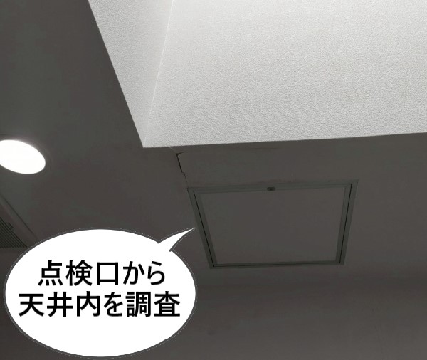 天井点検口から天井内を調査