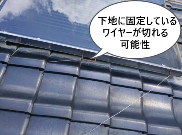 天日を固定しているワイヤーが切れると落下する可能性があります