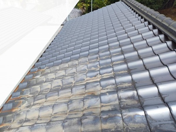 太陽熱温水器を撤去した後の瓦屋根　大きなトラブルはなし