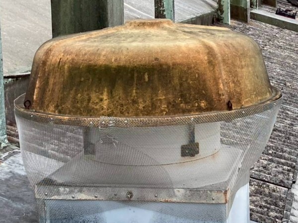 屋根換気扇に防虫網を新設