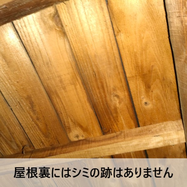 屋根裏にはシミの跡がありません