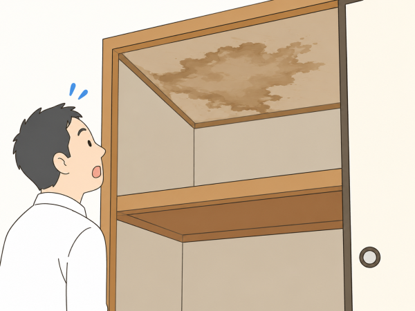 押し入れの雨漏りに気付いたイラスト