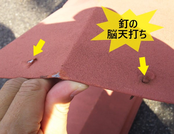 棟板金の釘が脳天打ちされて下地が劣化しやすくなっていたようです