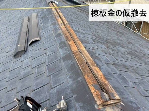 棟板金を仮撤去しました