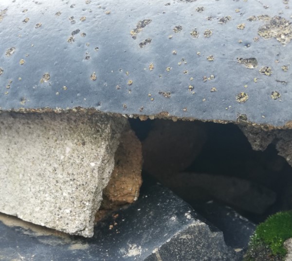 漆喰が欠けて雨漏りの原因になっている