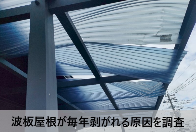 熊本市東区で波板屋根が毎年剥がれる原因を調査します