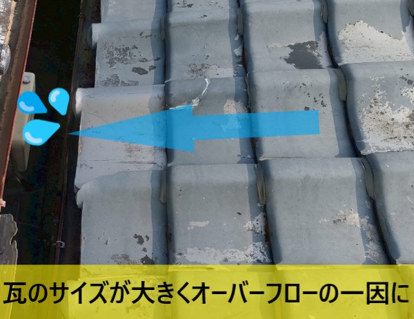 瓦のサイズが大きくオーバーフローの一因に