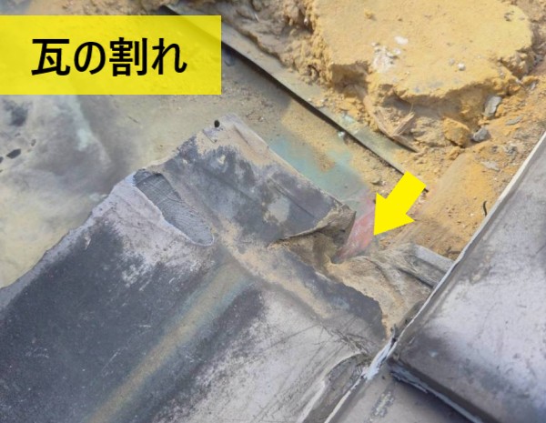 瓦の割れ