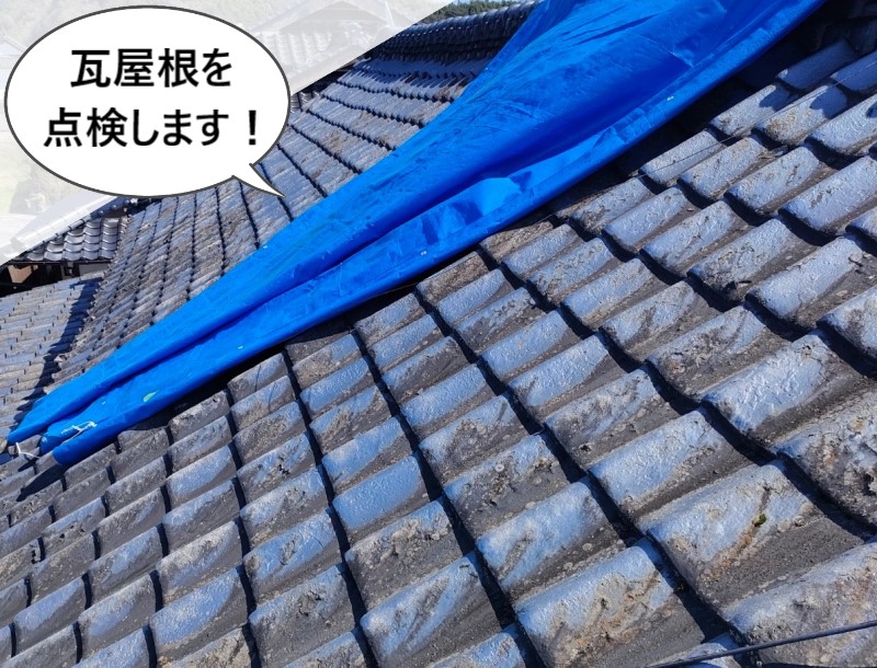 瓦屋根の雨漏り点検を行います