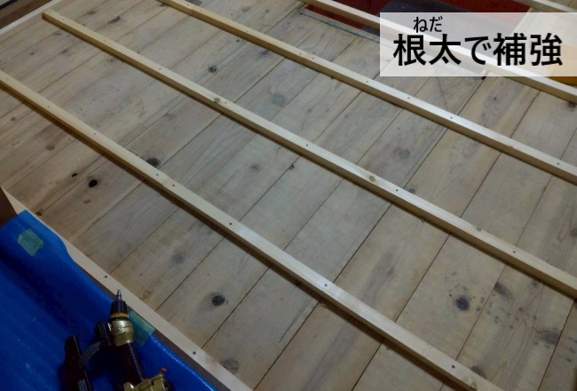 畳を撤去し根太で補強
