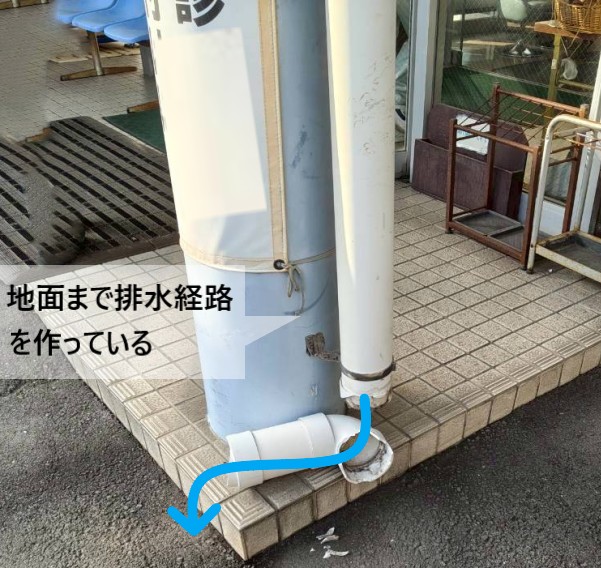 竪樋は地面までの排水経路を作っている