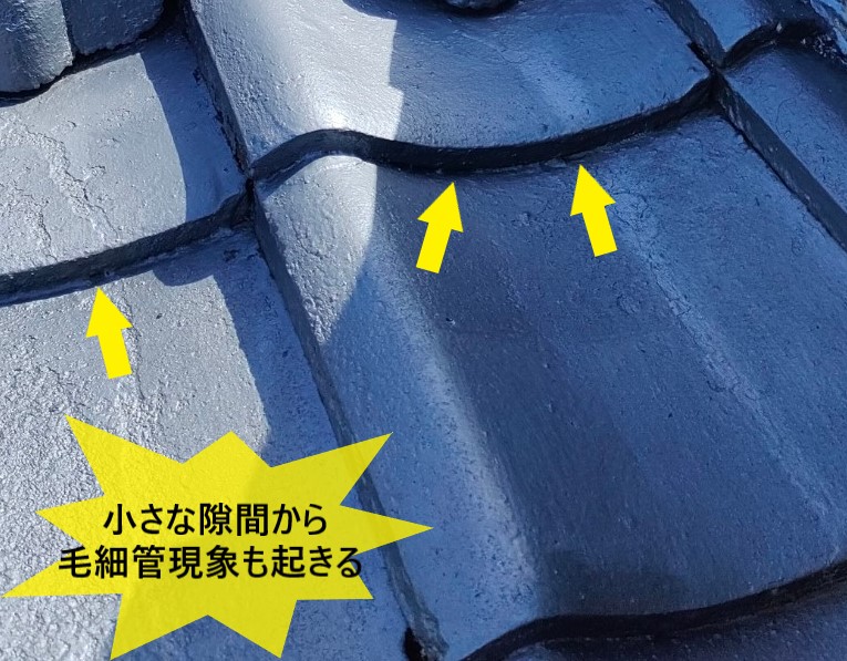 縁切り不足により小さな隙間から毛細管現象も起きやすくなります