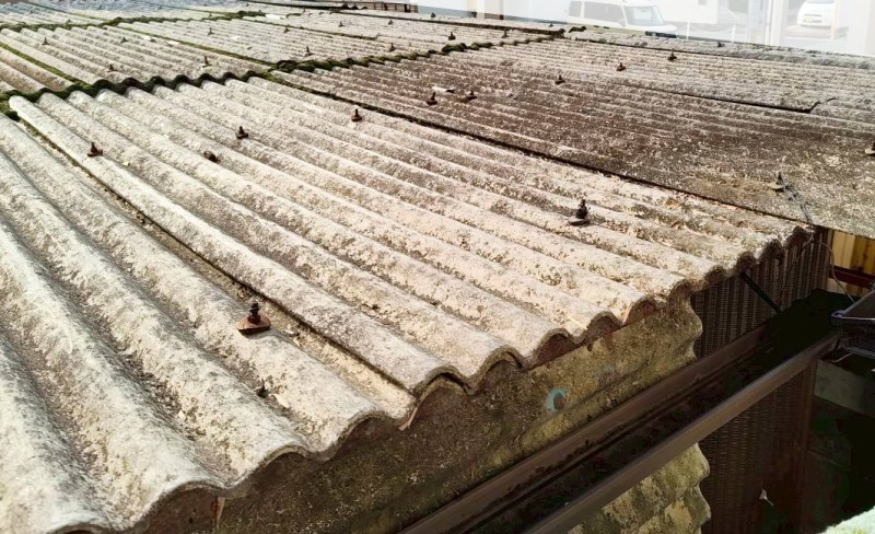 車庫の波スレート張替え前