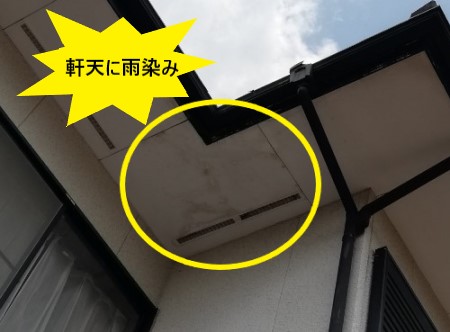 軒天に雨染み