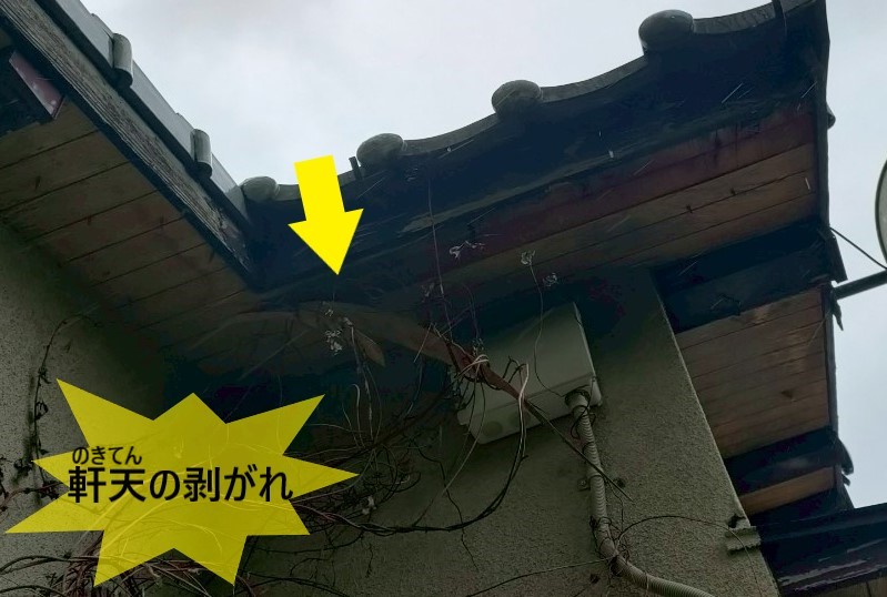 軒天の剥がれがありました