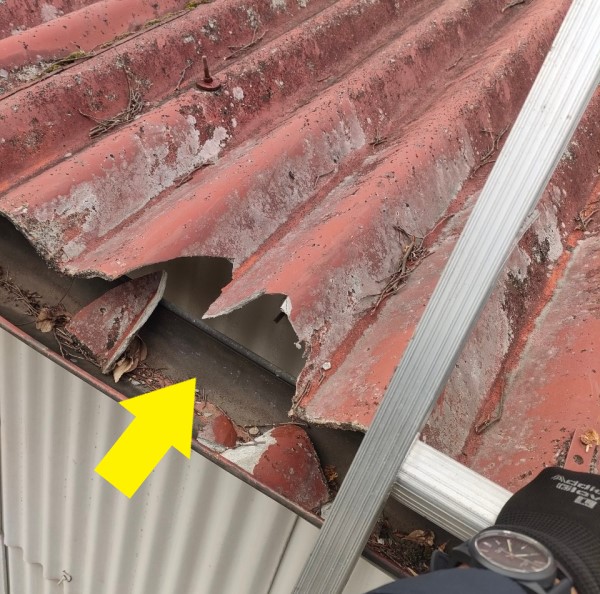 近隣倉庫の屋根を割ってしまった