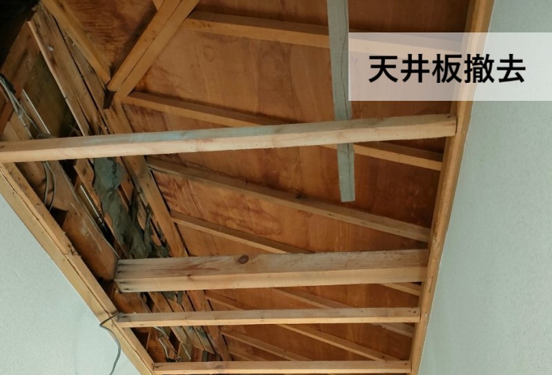雨漏りしていた天井板を撤去