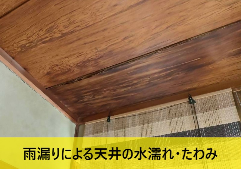 雨漏りによる天井の水濡れ・たわみ