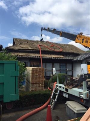 淡路瓦　撤去　入母屋