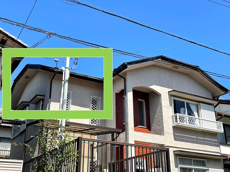 和歌山市の台風被害で屋根の鉄板(棟板金)が飛ばされたので屋根の調査を行いました