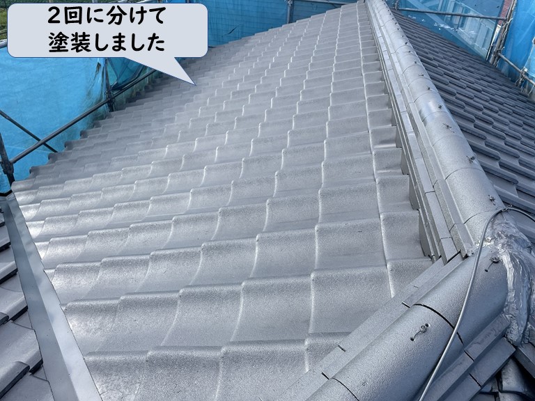 和歌山市でエアレススプレーを使って屋根塗装