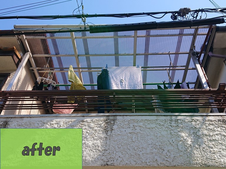 和歌山市で波板をポリカ波板へ張替えました