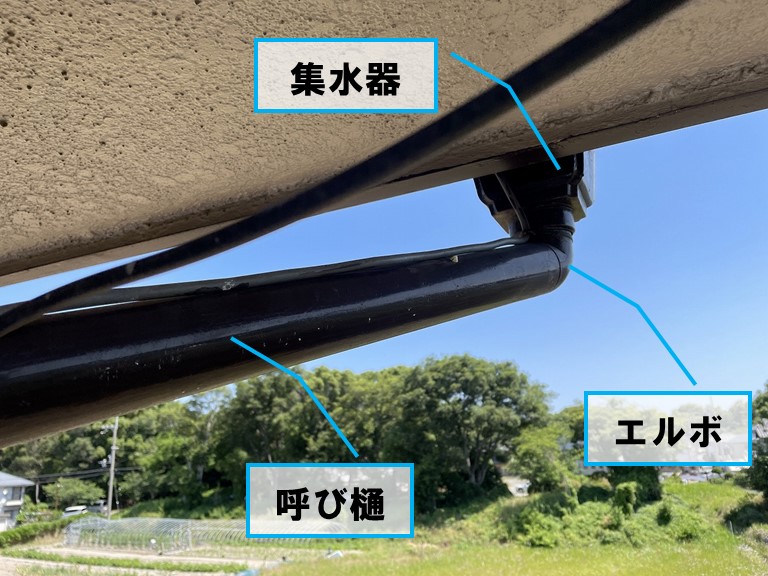 和歌山市で集水器とエルボと呼び樋を調査